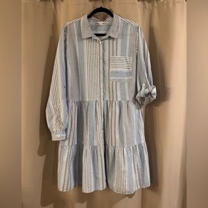 Time and Tru Navy and White Striped Dress